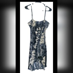 RAG Tie Dye 1990s Midi Dress Womens Large Asymmetric Hem Sleeveless Made in USA